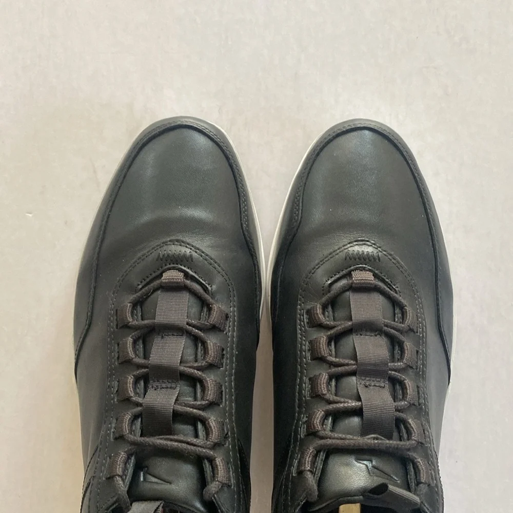 Wolf & Shepherd Jet Black Full Grain Italian Leather Trainers Men’s 11.5